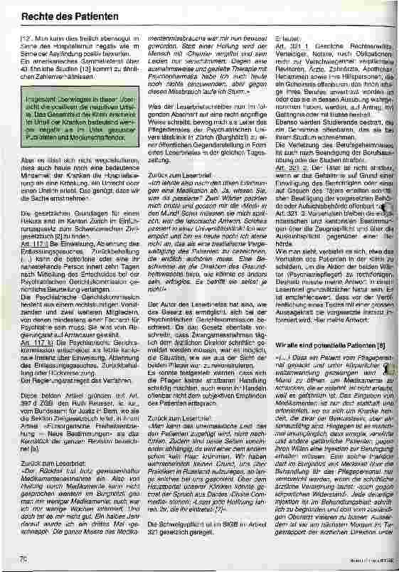 Vorschauseite 3: Patientenrechte in der Psychiatrie Patientenrechte, -pflichten, Psyschopharmaka und Zwangsmaßnahmen