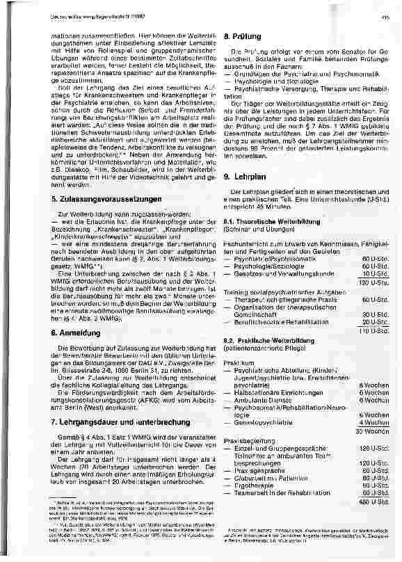 Vorschauseite 2: Lehrgang zur Weiterbildung von Krankenund Kinderkrankenpflegepersonal in der Psychatrie