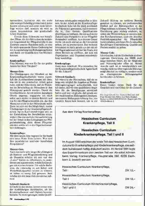 Vorschauseite 3: Abschiede - Gespräch mit den scheidenden Leiterinnen der Krankenpflegehochschule Agnes Karll des DBfK