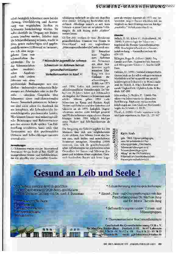 Vorschauseite 4: Boys dont cry Geschlechtsspezifische Unterschiede in der Wahrnehmung von Alltagsschmerzen