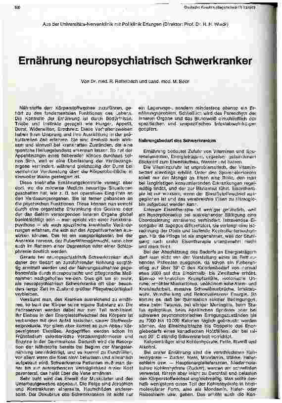 Vorschauseite 1: Ernährung neuropsychiatrisch Schwerkranker