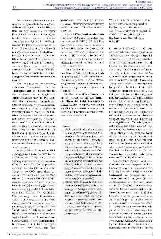 Vorschauseite 3: Handlungsempfehlung zum Notfallmanagement bei Dabigatran assoziierten Akut-Komplikationen