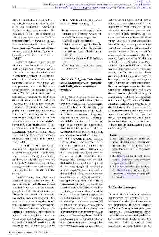 Vorschauseite 5: Handlungsempfehlung zum Notfallmanagement bei Dabigatran assoziierten Akut-Komplikationen