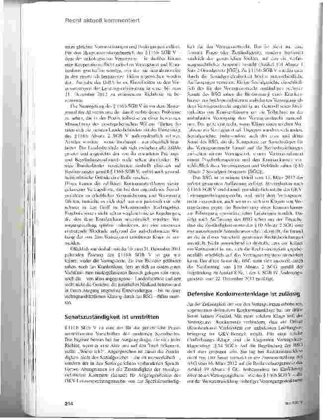Vorschauseite 3: Niedergelassene Vertragsärzte ohne Abwehrrecht gegenüber § 116 b-Krankenhausleistungen