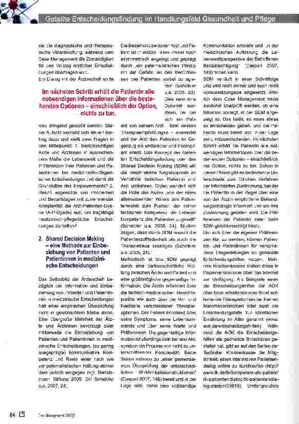 Vorschauseite 2: Geteilte Entscheidungsfindung im Handlungsfeld Gesundheit und Pflege - Case Management und das Konzept des Shared Decision Making