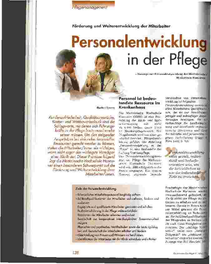 Vorschauseite 1: Personalentwicklung in der Pflege