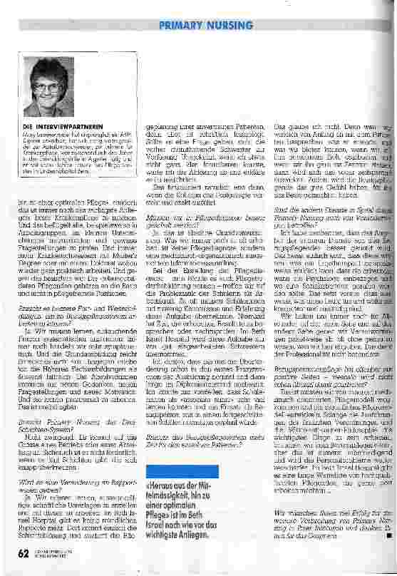 Vorschauseite 3: Wenn Pflege erste Priorität hat ... Interview mit einer Pflegedienstleiterin zum Thema Primary Nursing
