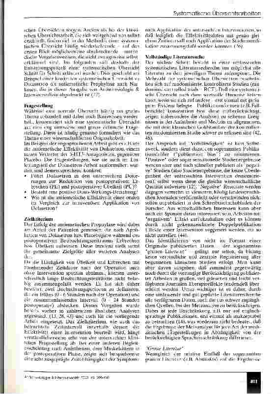Vorschauseite 3: Systematische Übersichtsarbeiten in der Anästhesie - Erstellung, Bedeutung und Interpretation