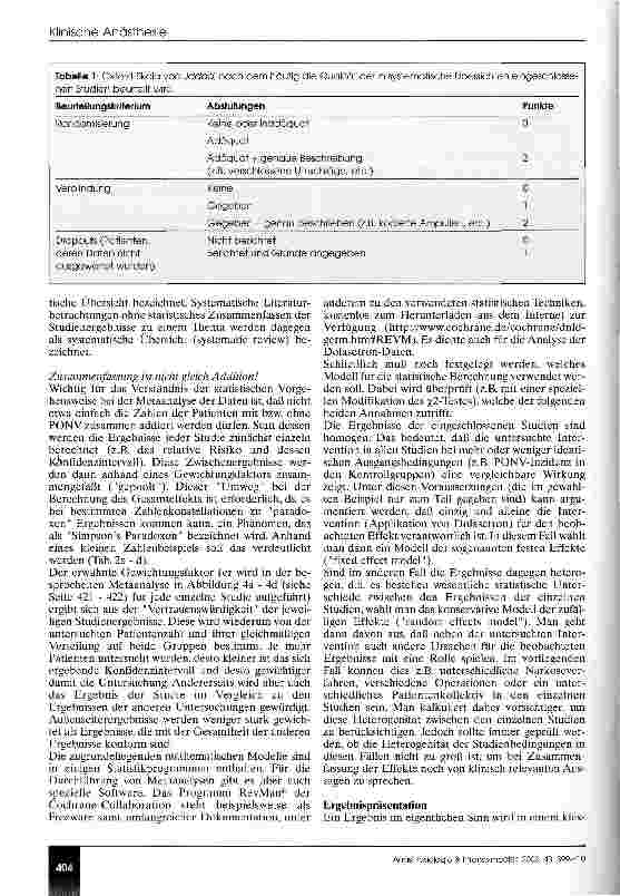 Vorschauseite 6: Systematische Übersichtsarbeiten in der Anästhesie - Erstellung, Bedeutung und Interpretation