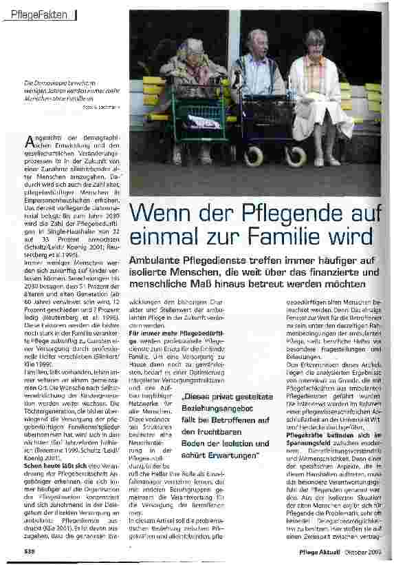 Vorschauseite 1: Wenn der Pflegende auf einmal zur Familie wird