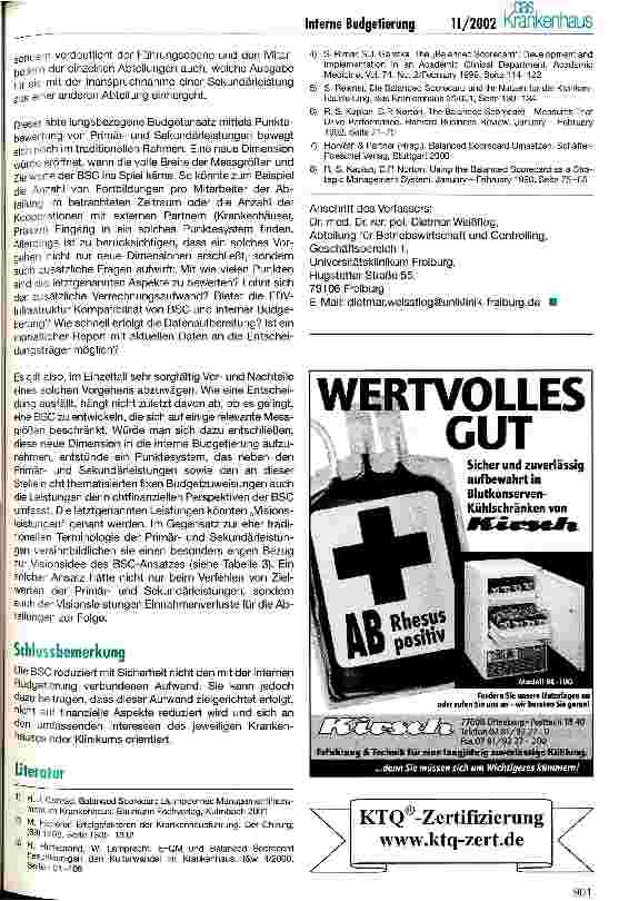 Vorschauseite 5: Die interne Budgetierung im Kontext der Balanced Scorecard