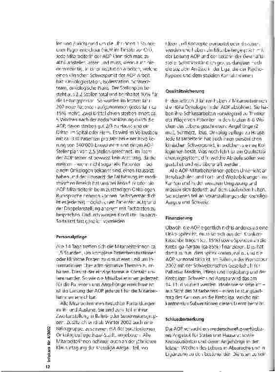 Vorschauseite 2: Ambulante Onkologiepflege (AOP) der Krebsliga Aargau