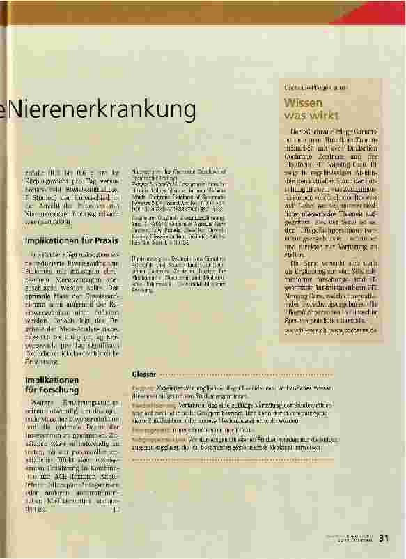 Vorschauseite 2: Eiweissreduzierte Diät für chronische Nierenerkrankung bei erwachsenen Nicht-Diabetikern
