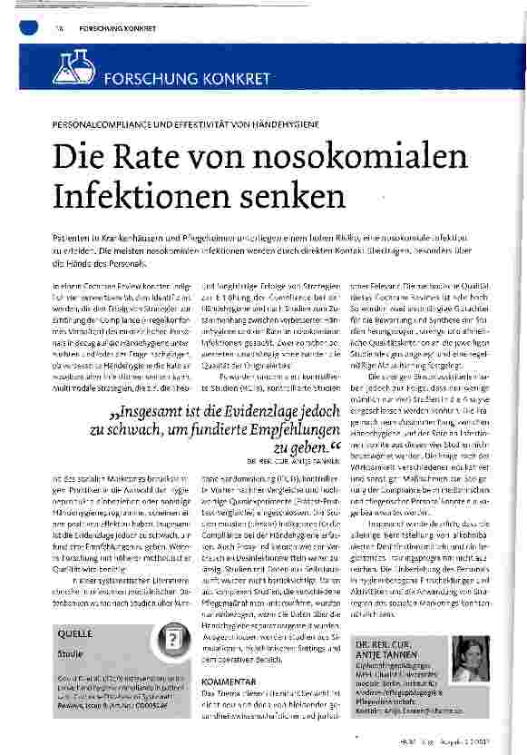 Vorschauseite 1: Die Rate von nosokomialen Infektionen senken