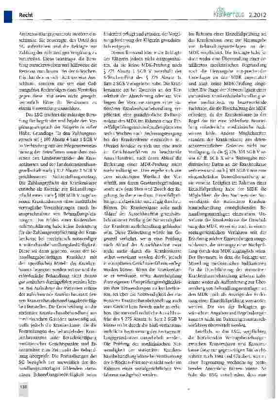 Vorschauseite 2: 6-Wochen-Frist nach § 275 Absatz 1c Satz 2 SGB V als das Gericht bindende Ausschlussfrist