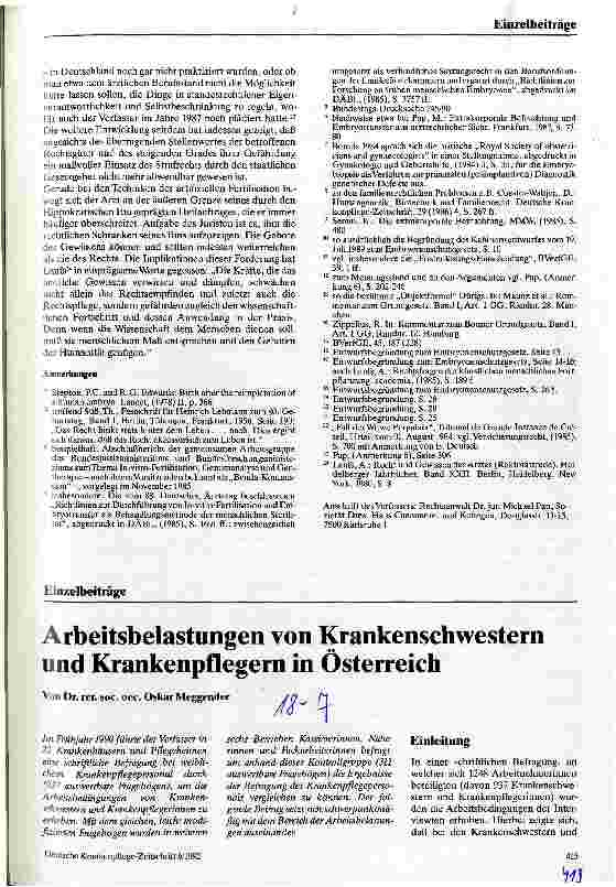 Vorschauseite 1: Arbeitsbelastungen von Krankenschwestern und Krankenpfleger in Österreich