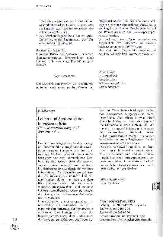 Vorschauseite 3: Duschen von Intensivund Beatmungspatienten