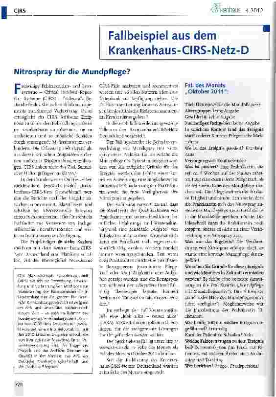 Vorschauseite 1: Nitrospray für die Mundpflege?
