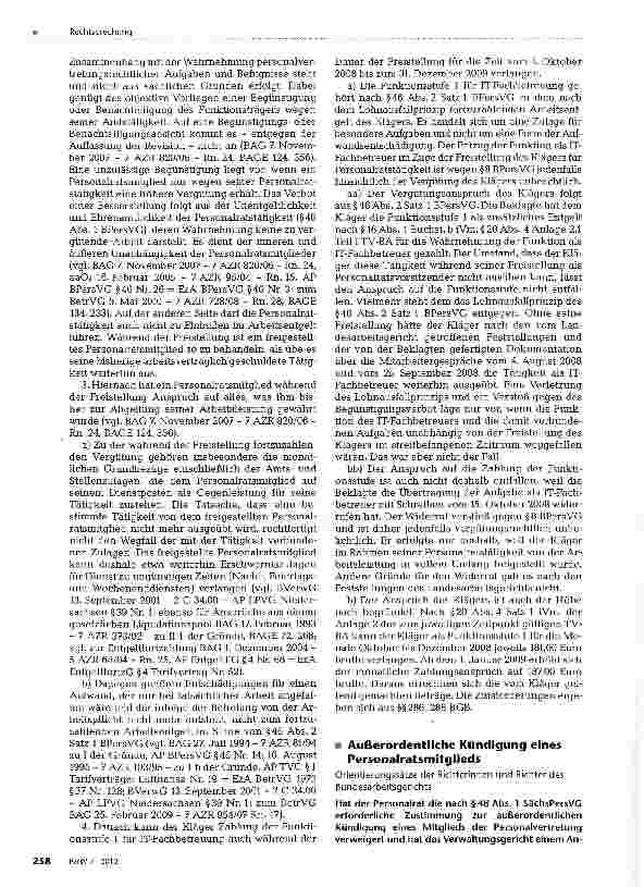 Vorschauseite 1: Außerordentliche Kündigung eines Personalratsmitglieds