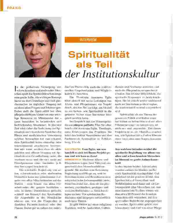 Vorschauseite 1: Spiritualität als Teil der Institutionskultur