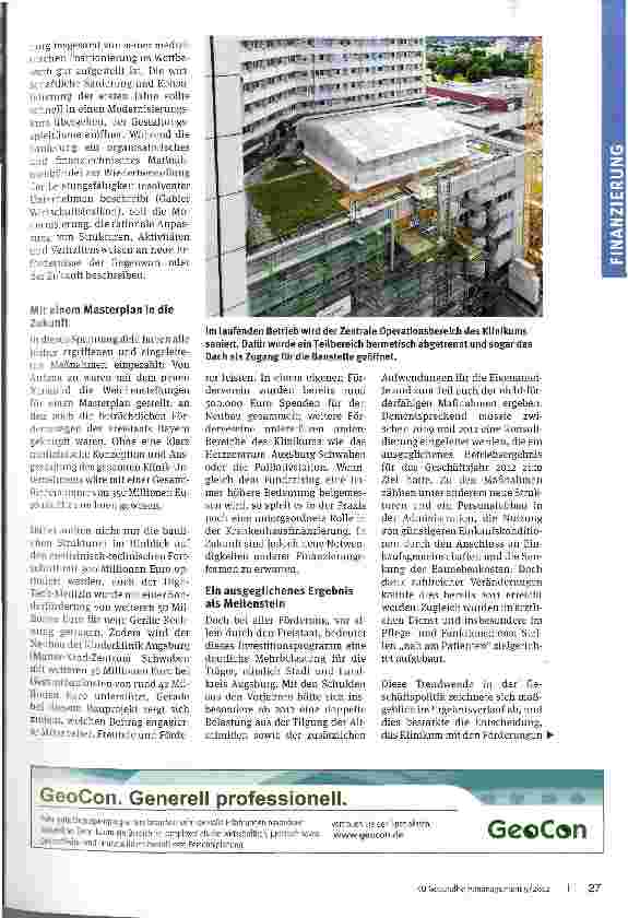 Vorschauseite 2: Von der Sanierung zur ModernisierungKlinikum Augsburg: Projekt „Medizin der Zukunft