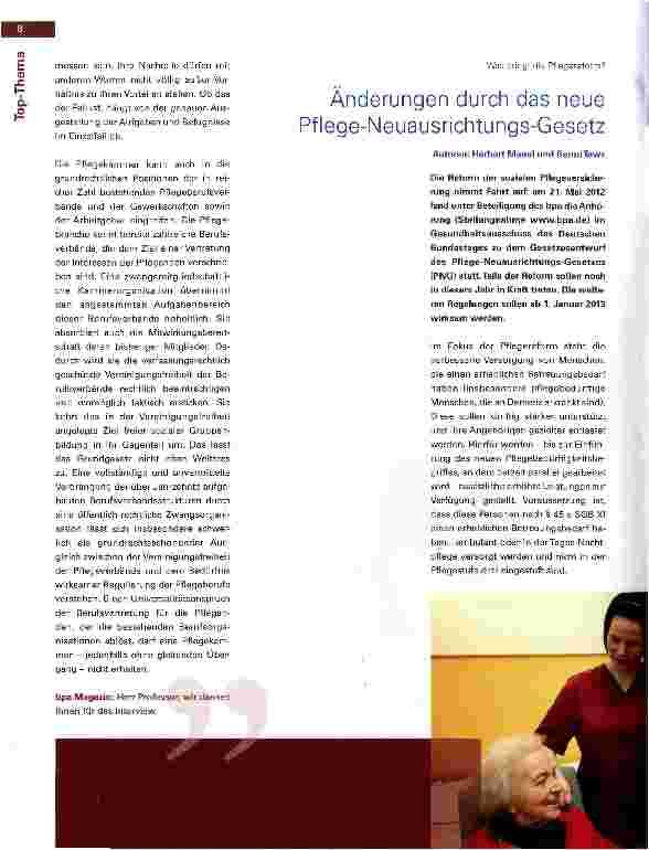 Vorschauseite 3: Pflegekammer - eher ein Placebo als eine Wunderpille zur Erstarkung der Pflege