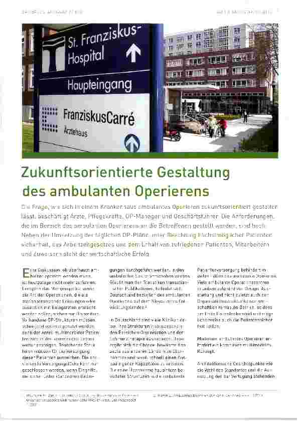Vorschauseite 1: Zukunftsorientierte Gestaltung des ambulanten Operierens