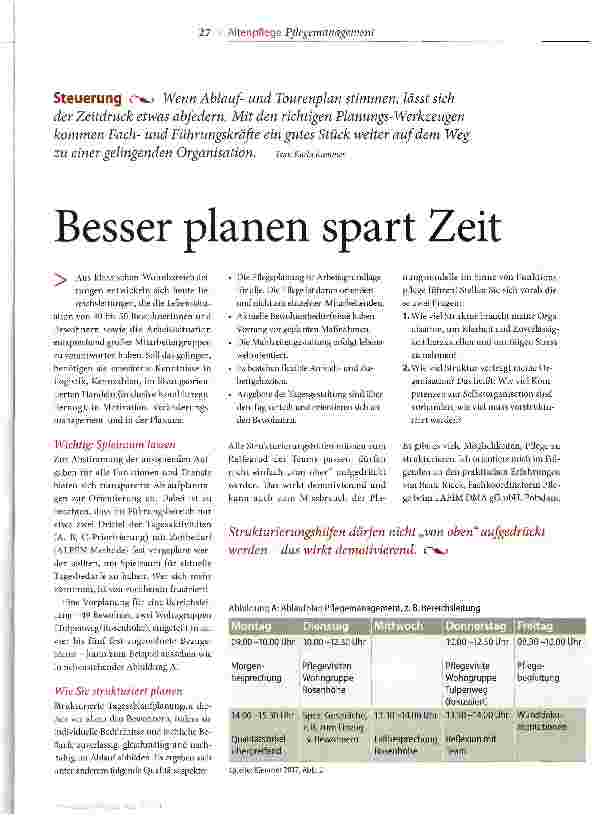 Vorschauseite 1: Besser planen spart Zeit