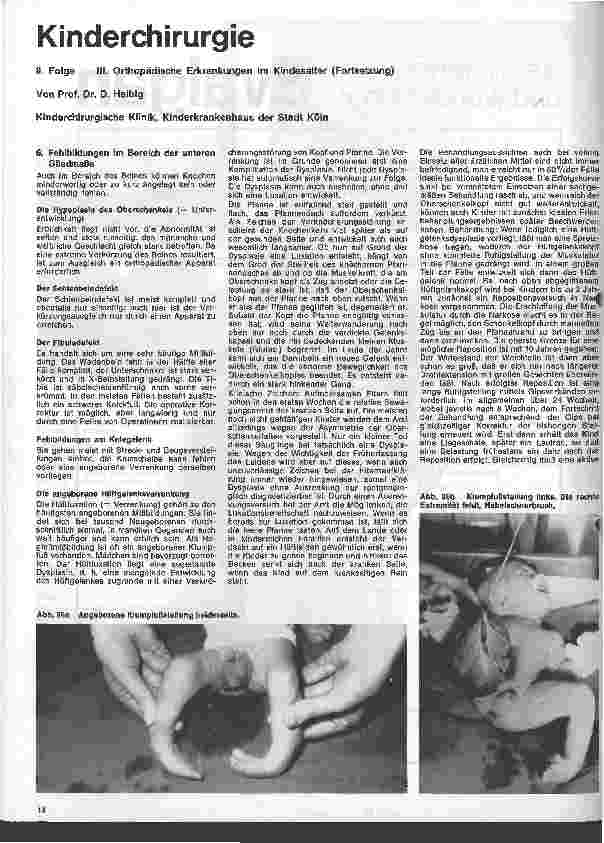 Vorschauseite 1: Kinderchirurgie 8. Folge: III. Orthopädische Erkrankungen im Kindesalters (Forts.)