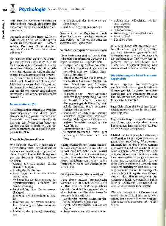 Vorschauseite 3: Stress - eine Chance?