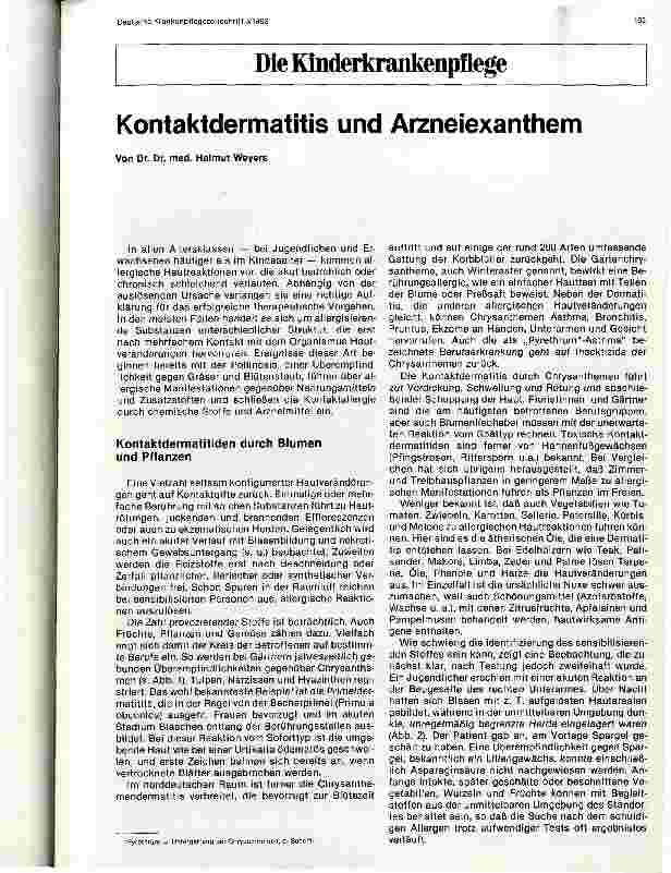 Vorschauseite 1: Die Kinderkrankenpflege Kontaktdermatitis und Arzneiexanthem