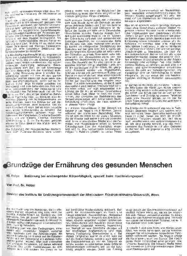 Vorschauseite 1: Grundzüge der Ernährung des gesunden Menschen 49. Folge: Ernährung bei anstrengender Körpertätigkeit,