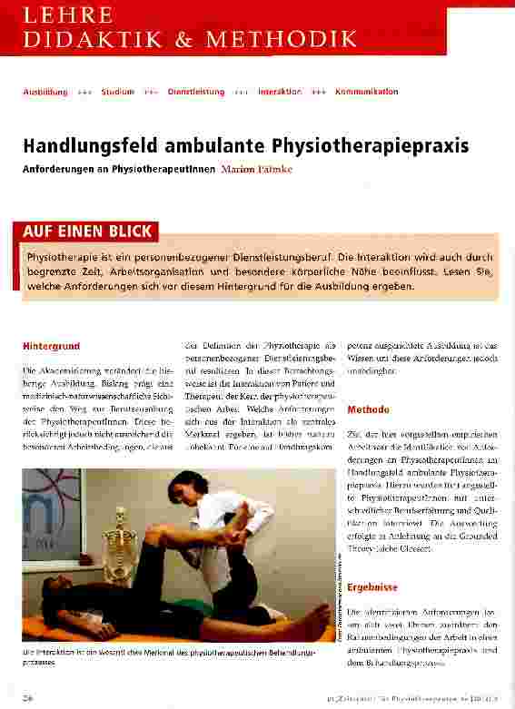 Vorschauseite 1: Handlungsfeld ambulante Physiotherapiepraxis