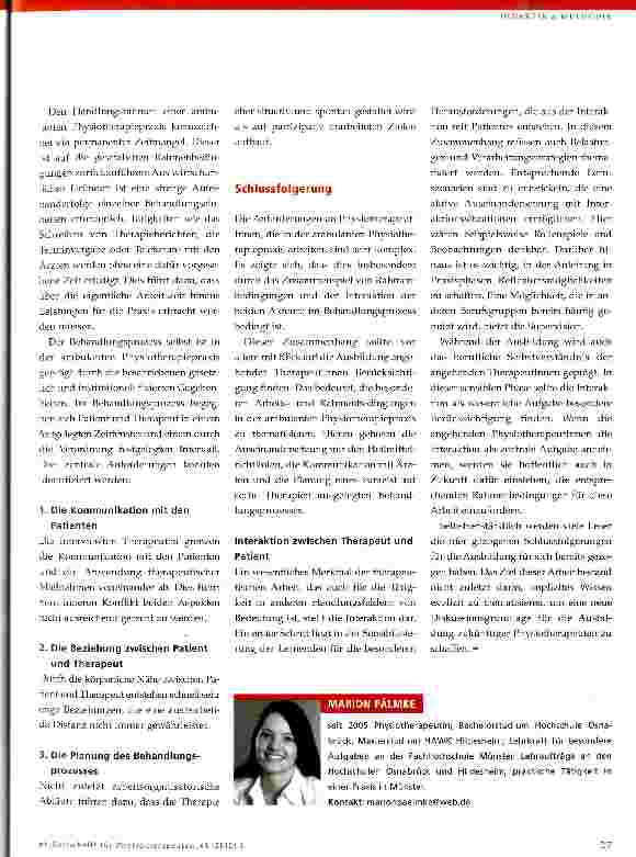 Vorschauseite 2: Handlungsfeld ambulante Physiotherapiepraxis