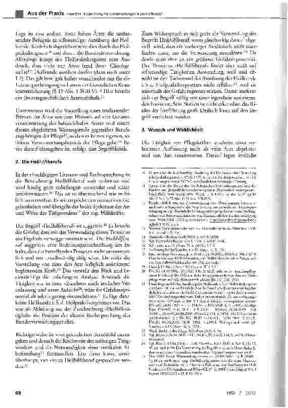 Vorschauseite 2: Neuordnung der Verantwortungen in der Heilkunde? Die Richtlinie nach § 63 Abs. 3c SGB V zwischen Substitution und Delegation und die Folgen - 1. Teil