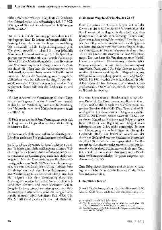 Vorschauseite 4: Neuordnung der Verantwortungen in der Heilkunde? Die Richtlinie nach § 63 Abs. 3c SGB V zwischen Substitution und Delegation und die Folgen - 1. Teil