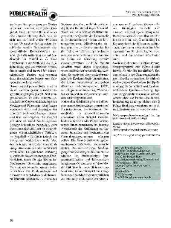 Vorschauseite 2: Epidemiologie - Ausbildung in Deutschland