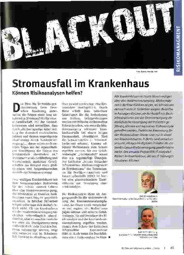 Vorschauseite 1: Stromausfall im Krankenhaus