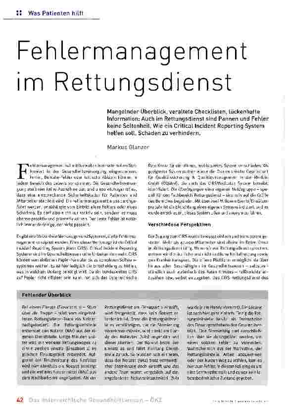 Vorschauseite 1: Fehlermanagement im Rettungsdienst