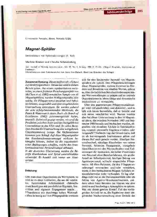Vorschauseite 1: Magnet-Spitäler Institutionen mit Spitzenleistungen