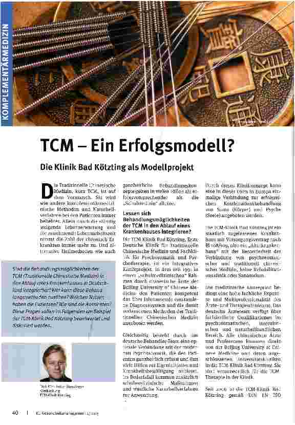 Vorschauseite 1: TCM - Ein Erfolgsmodell?