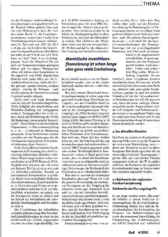 Vorschauseite 2: Reformbedarf der regionalen Krankenhausplanung
