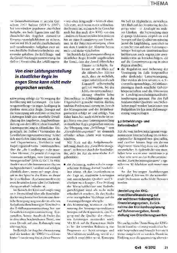Vorschauseite 6: Reformbedarf der regionalen Krankenhausplanung
