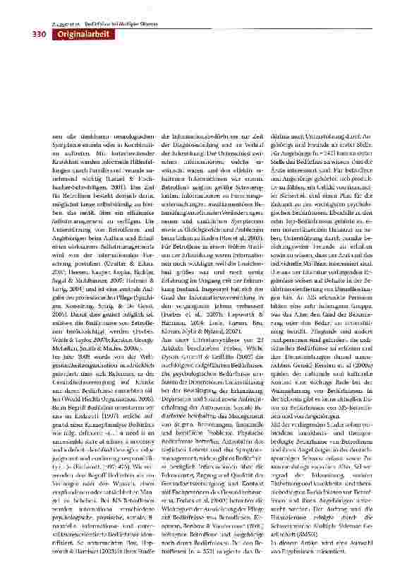 Vorschauseite 2: Bedürfnisse von Menschen, die an Multipler Sklerose leiden: Die Perspektiven von erkrankten Personen und ihren nächsten Angehörigen in der deutschsprachigen Schweiz