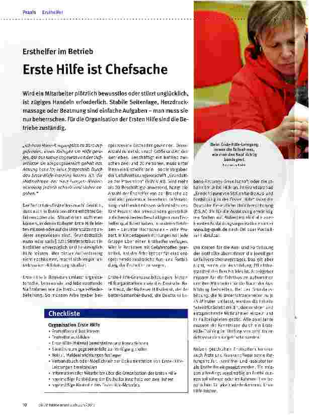 Vorschauseite 1: Erste Hilfe ist Chefsache