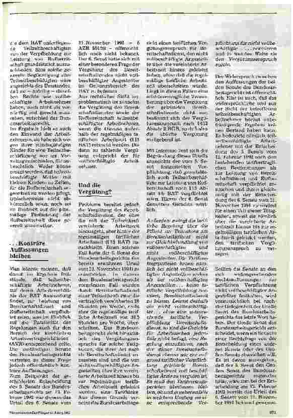 Vorschauseite 2: Bereitschaftsdienst und Rufbereitschaft bei Teilzeitbeschäftigung