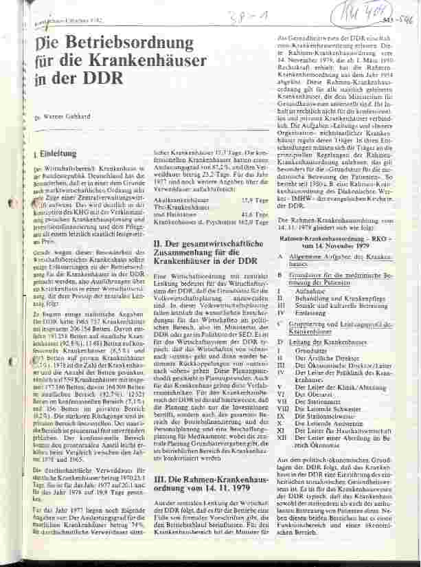Vorschauseite 1: Die Betriebsordnung für die Krankenhäuser in der DDR