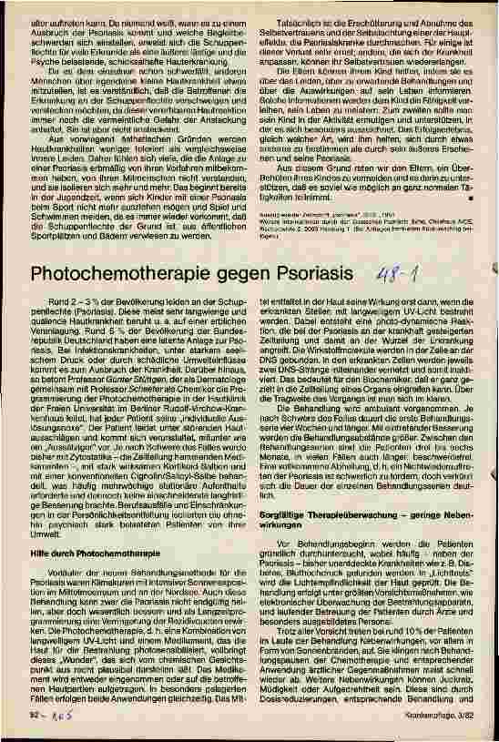 Vorschauseite 1: Photochemotherapie gegen Psoriasis