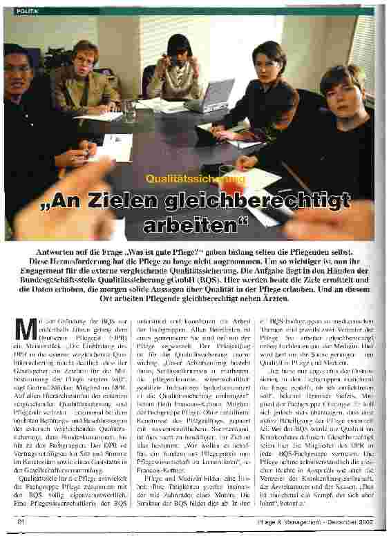 Vorschauseite 1: Qualitätssicherung: An Zielen gleichberechtigt arbeiten