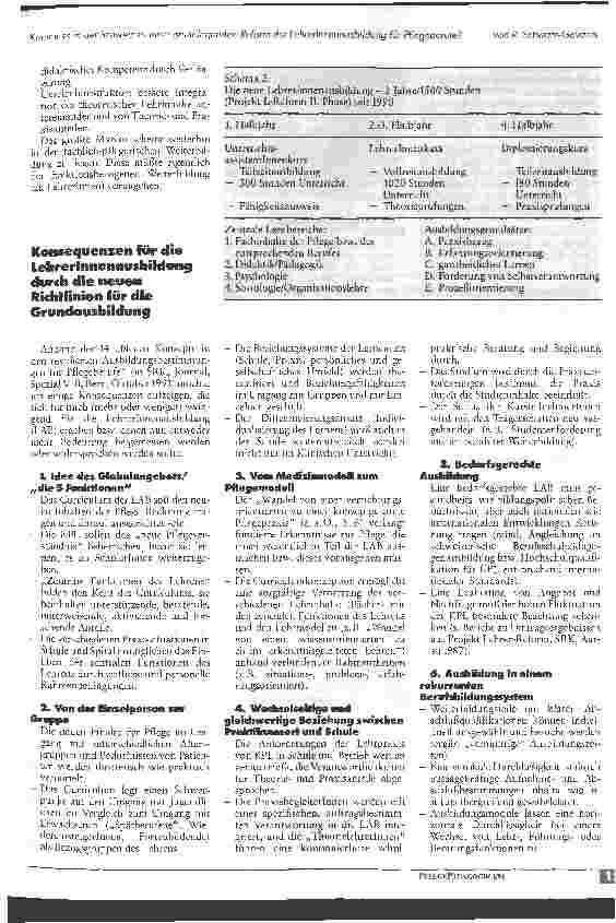 Vorschauseite 4: Kommt es in der Schweiz zu einer grundlegenden Reform der LehrerInnenausbildung für Pflegeberufe